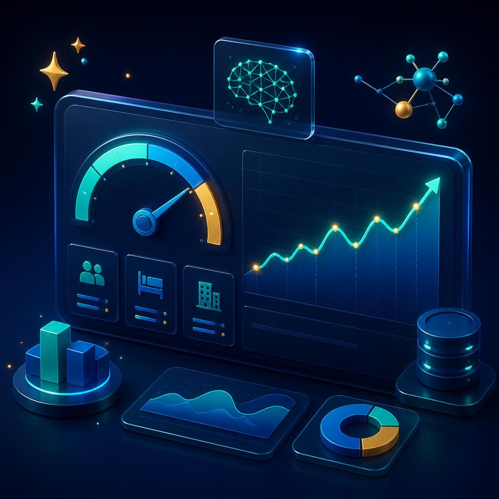 AI residential intelligence dashboard with occupancy gauge and predictive insights